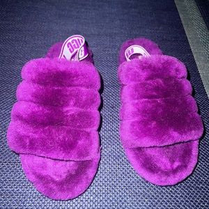 Purple UGG fur slides, Sz 7